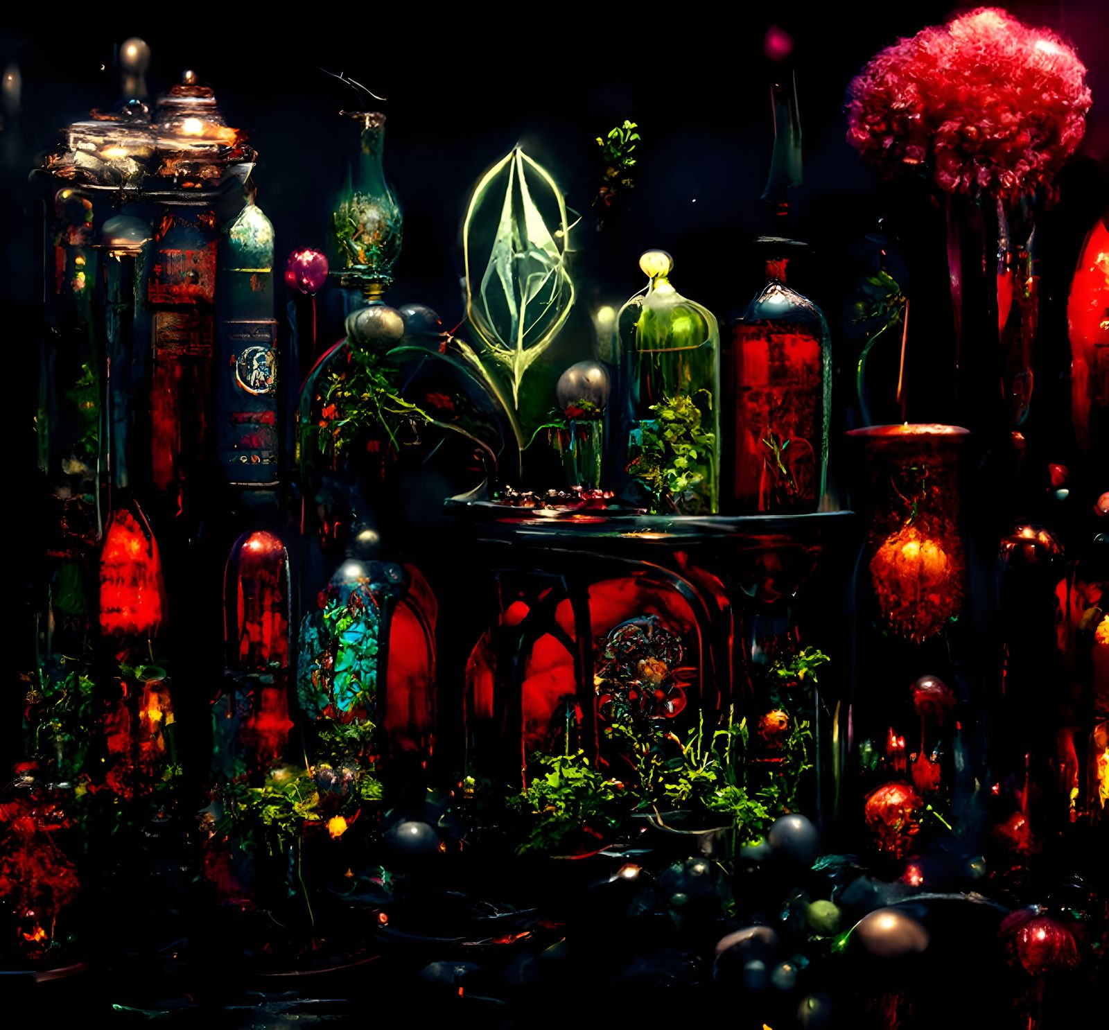 Lush Overgrown Apothecary in Biopunk Style