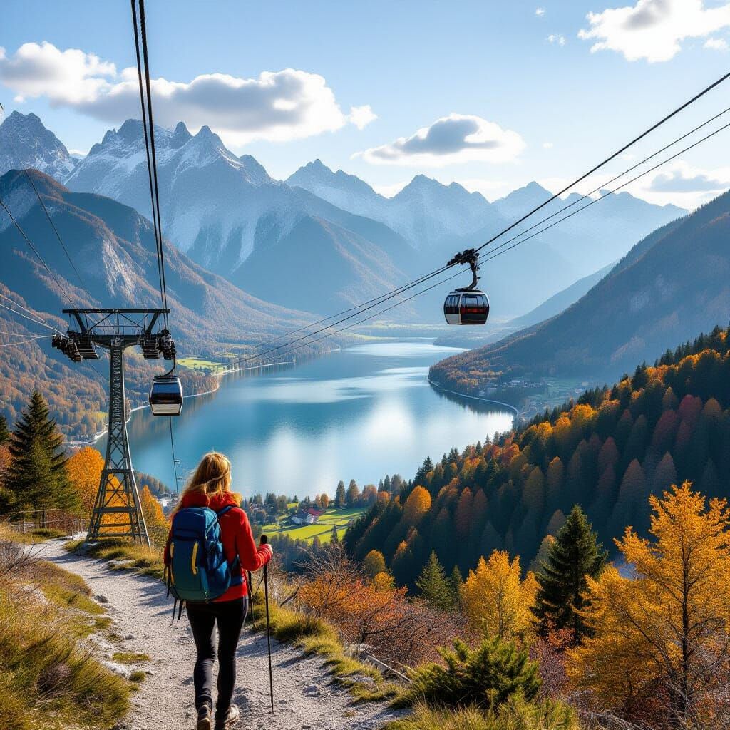 Julian Alps View from Cable Car in Autumn