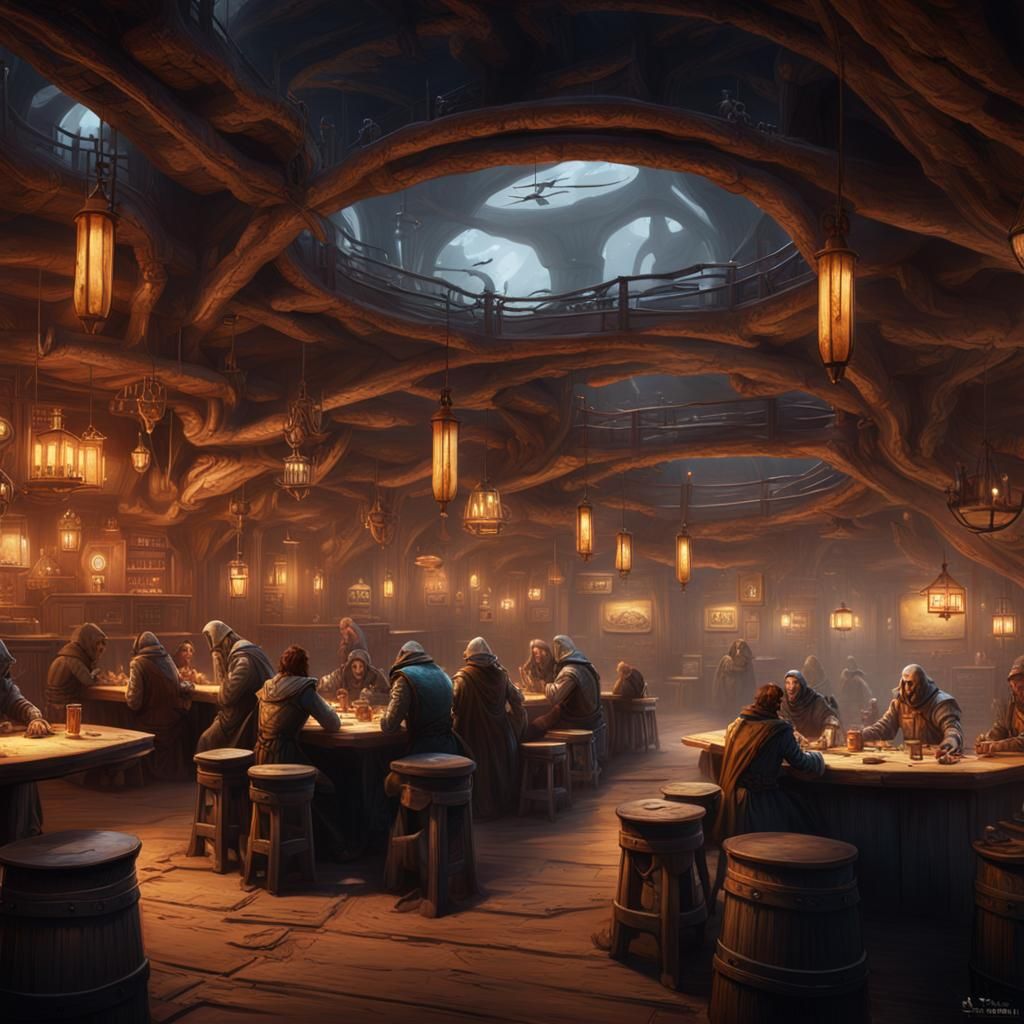 Sci-Fi Tavern Scene in the Dune Universe