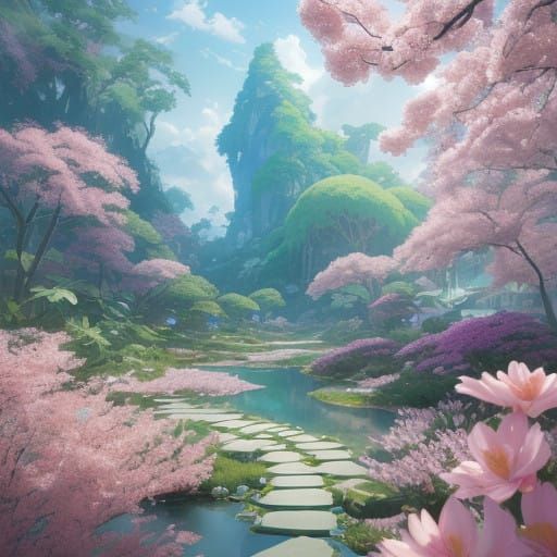 Dreamlike Floral Fantasy in 3D Anime Art