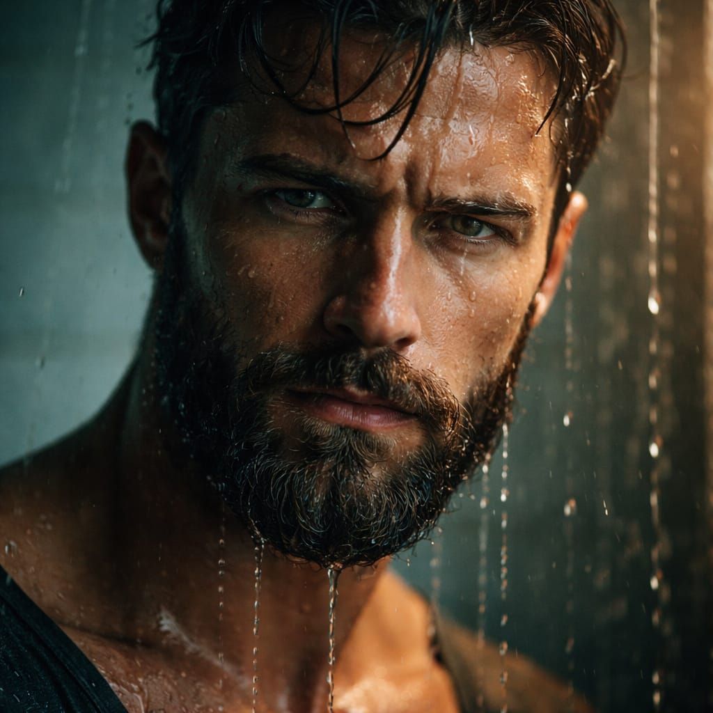 Cinematic Portrait of a Rugged Man in Dramatic Lighting