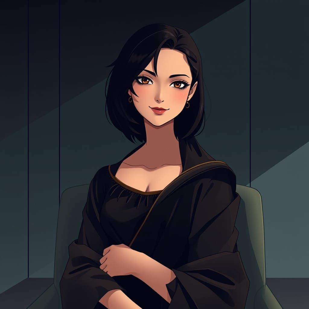 Enigmatic Anime Icon in Modern Minimalist Elegance