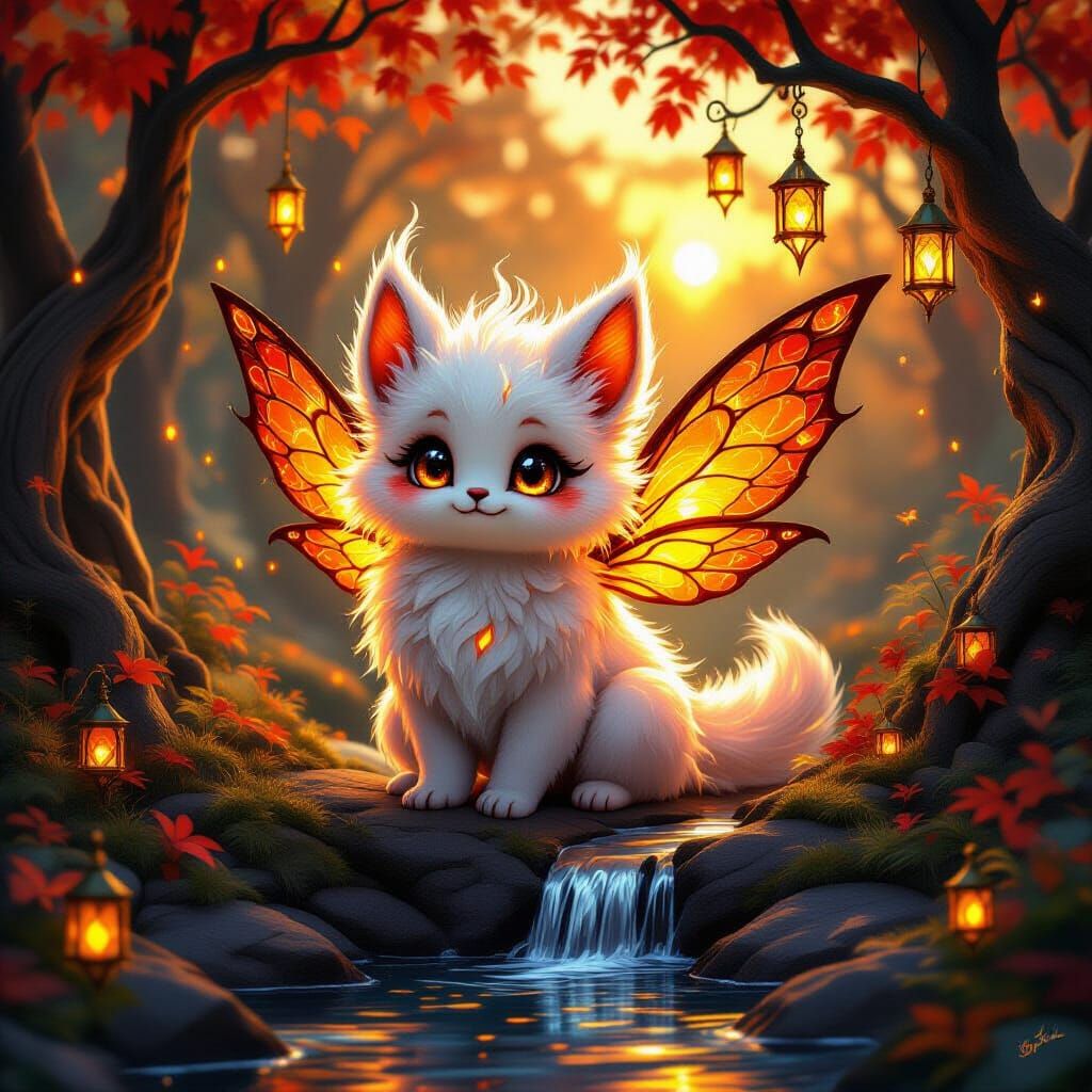 Magical Creature in Enchanted Forest: Digital Illustration