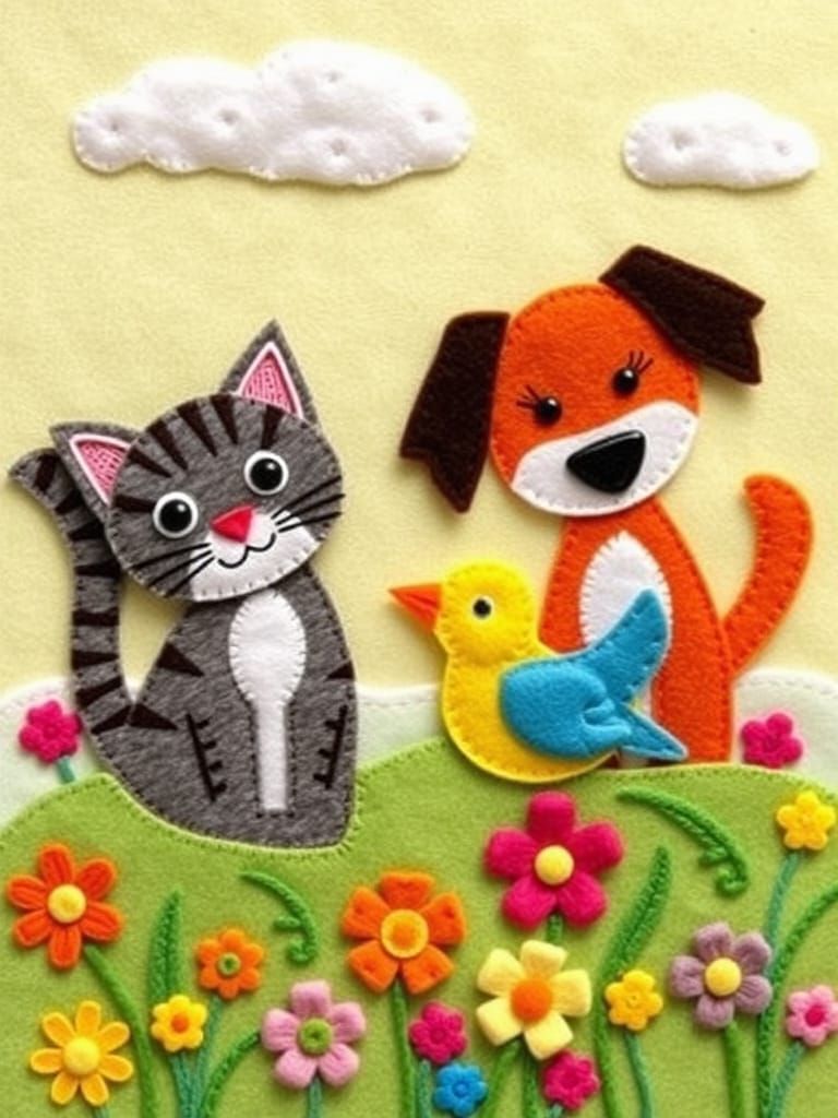 Cheerful Felt Animals in Beatrix Potter Style