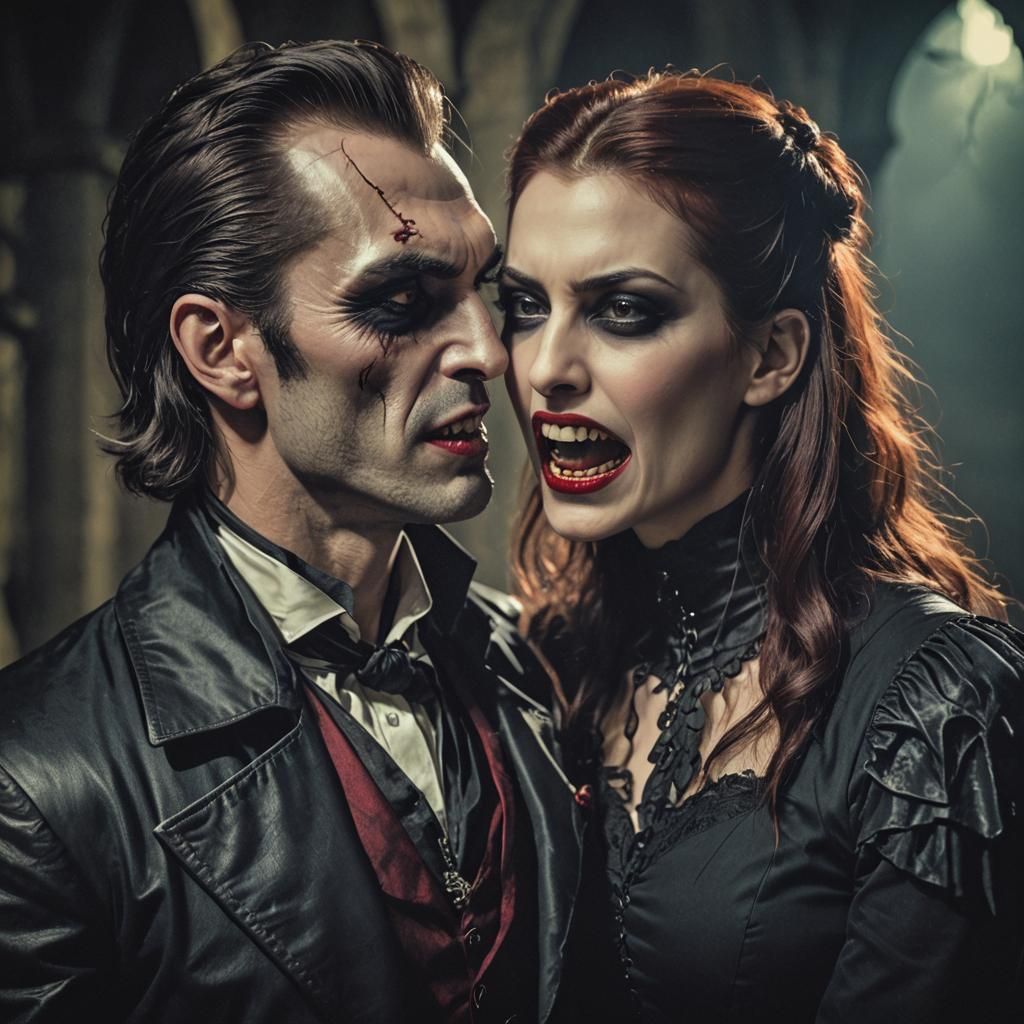 Dramatic Gothic Vampire Scene in Cinematic Style