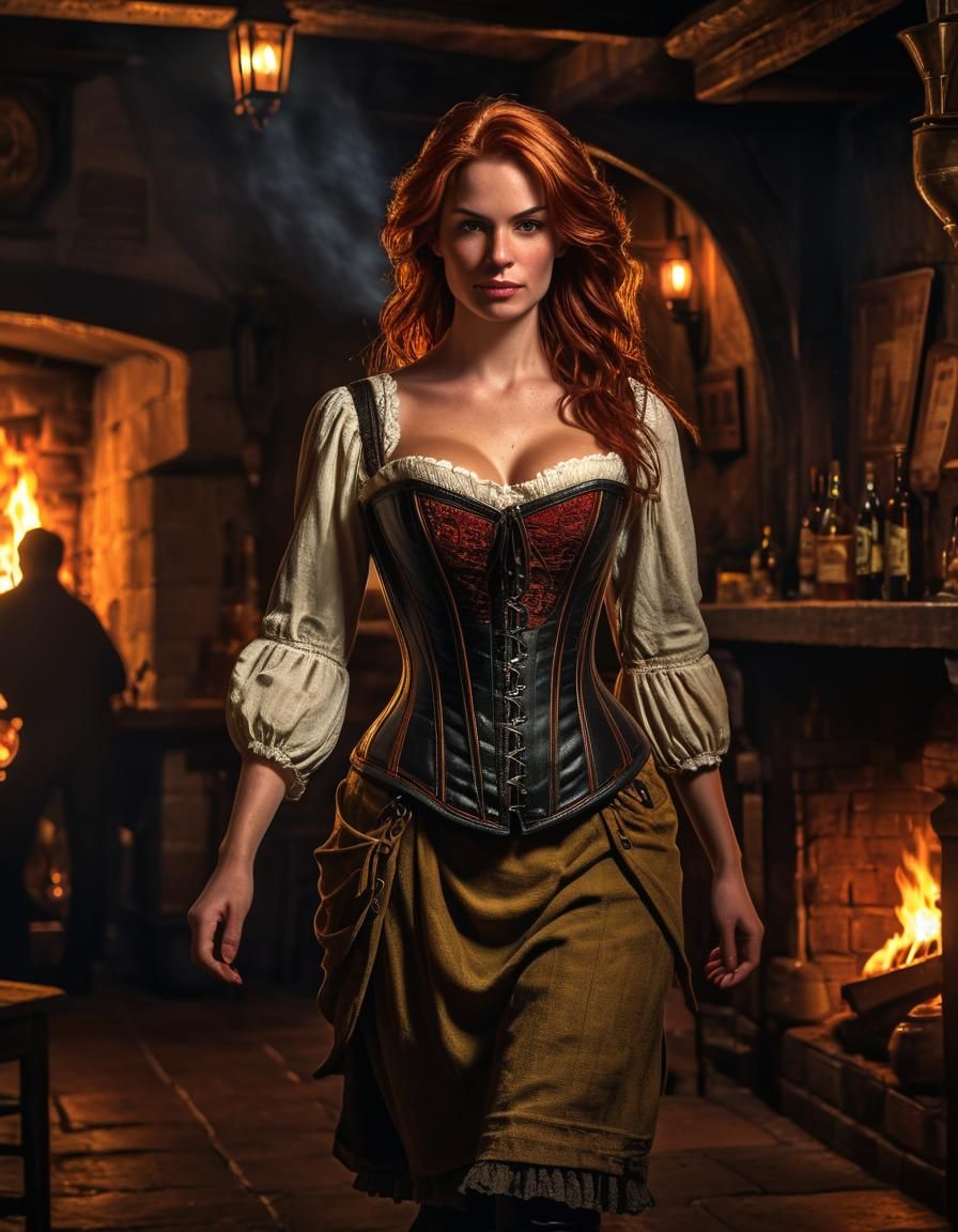 Medieval Tavern Scene in Chiaroscuro Style