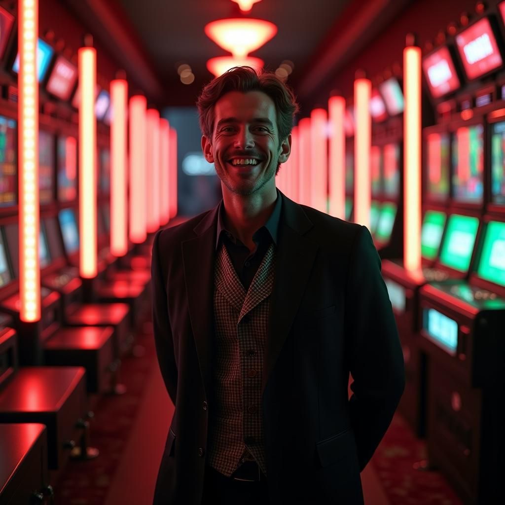 Joyful Casino Owner Amidst Golden Games