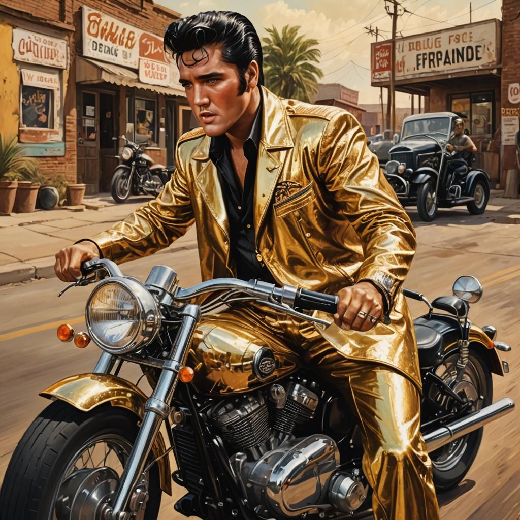 Elvis Presley on Route 66: Hyperrealistic Splash Art