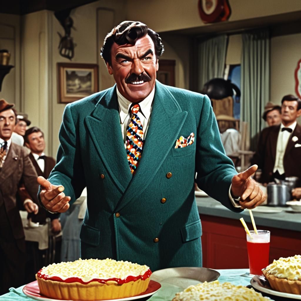 Tom Selleck (Magnum P.I.) seconds after being on the business end of a wedgie!