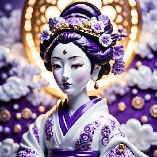Porcelain Geisha Figurine with Paisley Swirls