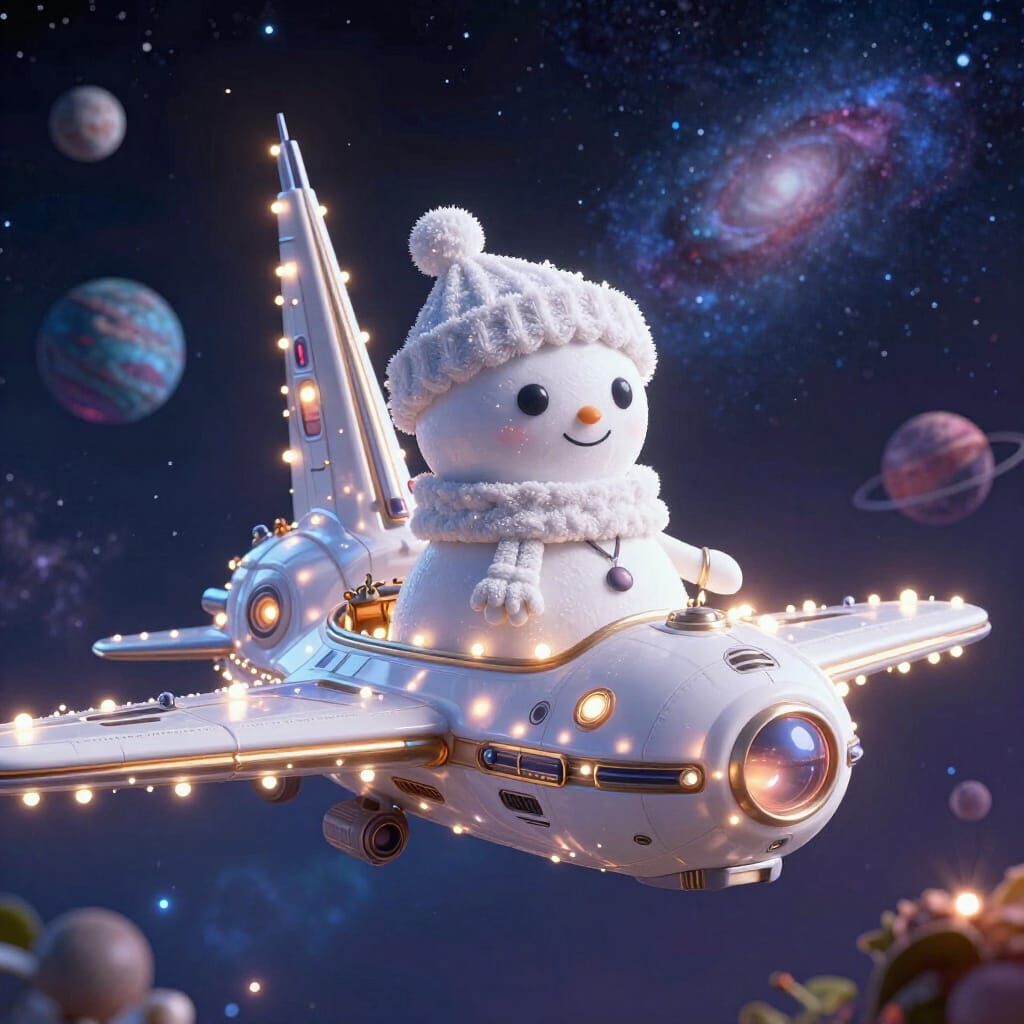 Andromeda Planet Christmas Arrival with Alien Snowman