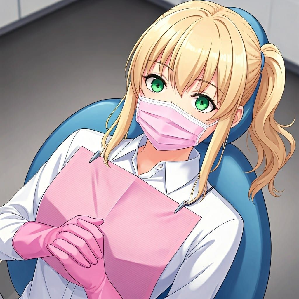 Anime Woman in Dentist Chair, Manga Style
