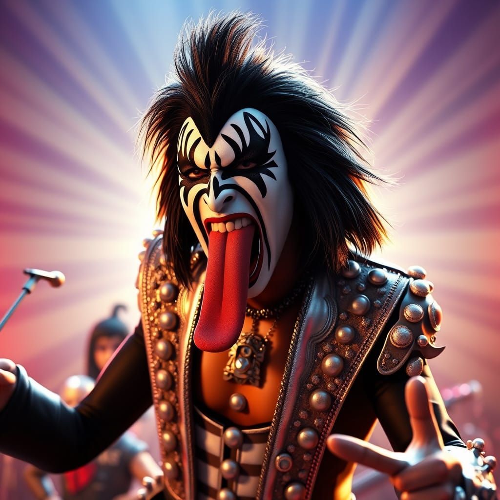 Gene Simmons Rocks the Stage with Tongue Outstretched in Cyb...