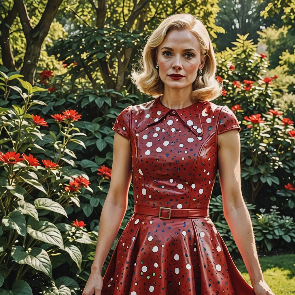 Blonde Woman in Red Dress, Pop Art Style