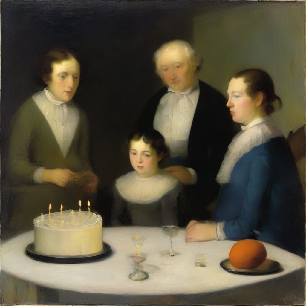 Surreal Dreamscape: Birthday Party in Goya-Malevich Style