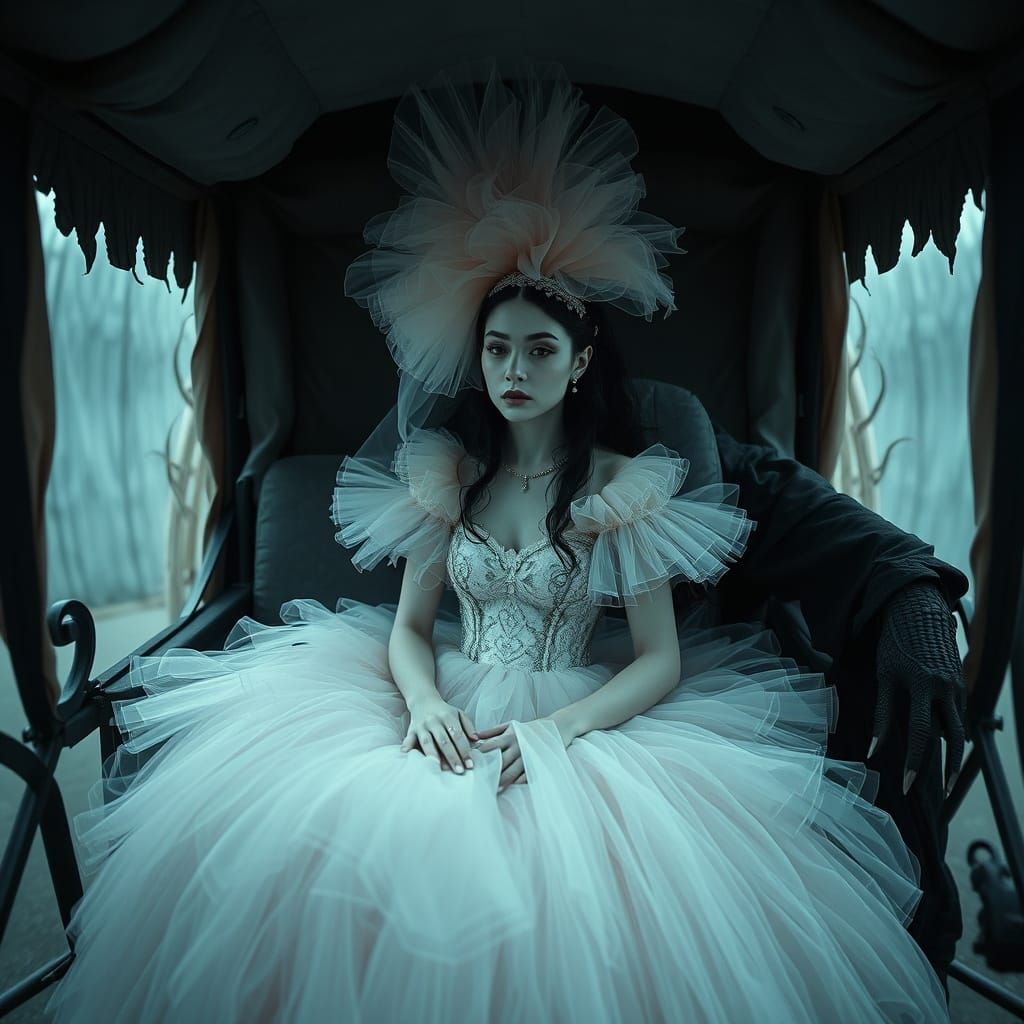 Mortality's Journey: A Dreamy, Ethereal Carriage Ride