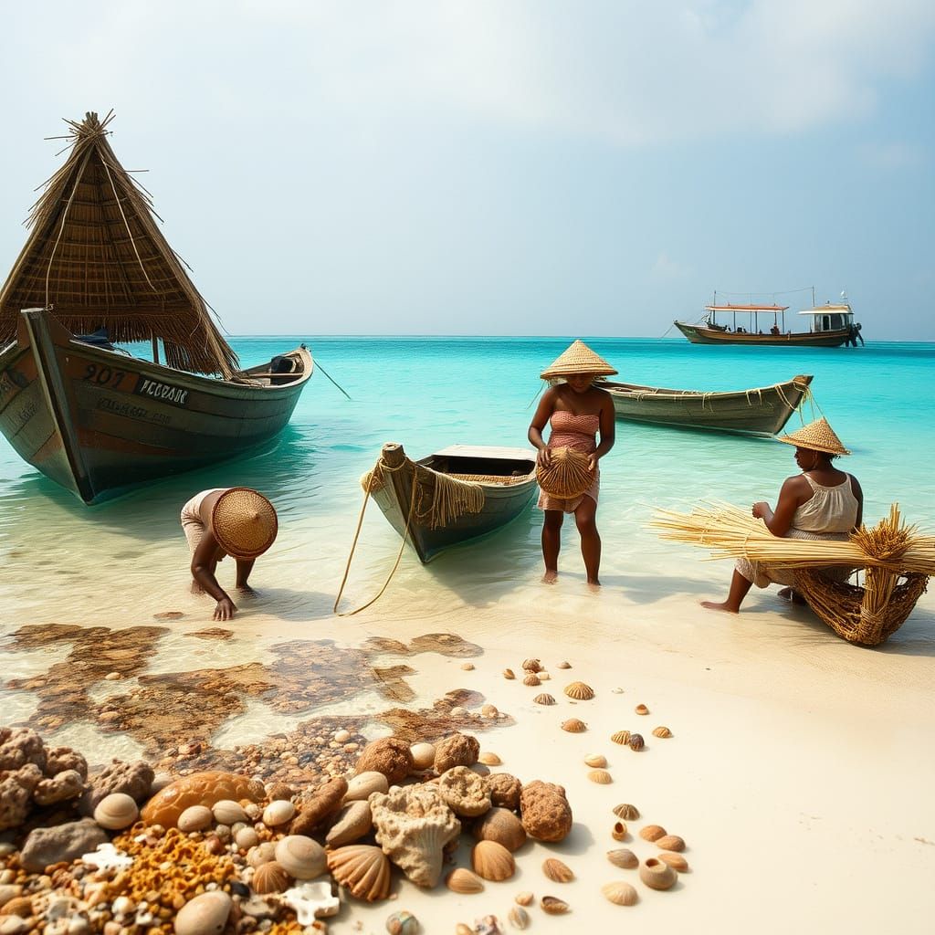 Maldivian Life: Coral Harvest and Palm Weaving