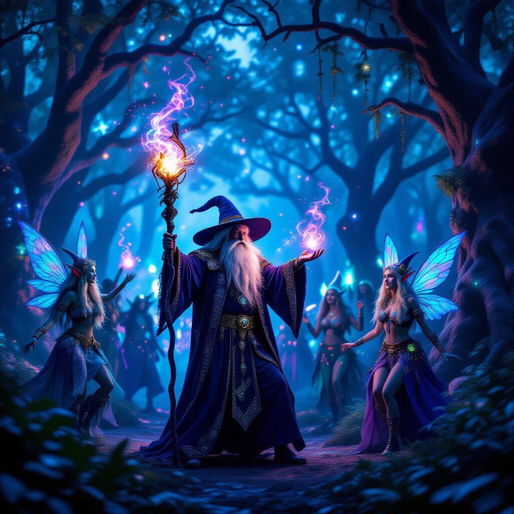 Mystical Forest Rave with Goblins, Fairies, and Elves