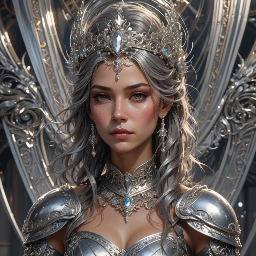 Silver Queen Portrait in Hyperdetailed Digital Art