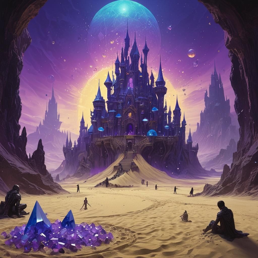 Alien Beach Party with Floating Crystal Castle