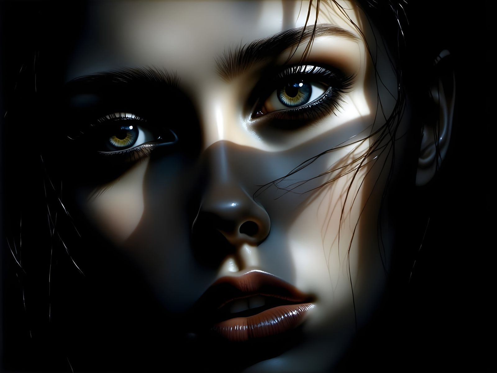 Dazzling Portrait of a Brunette Woman in Macro Photography