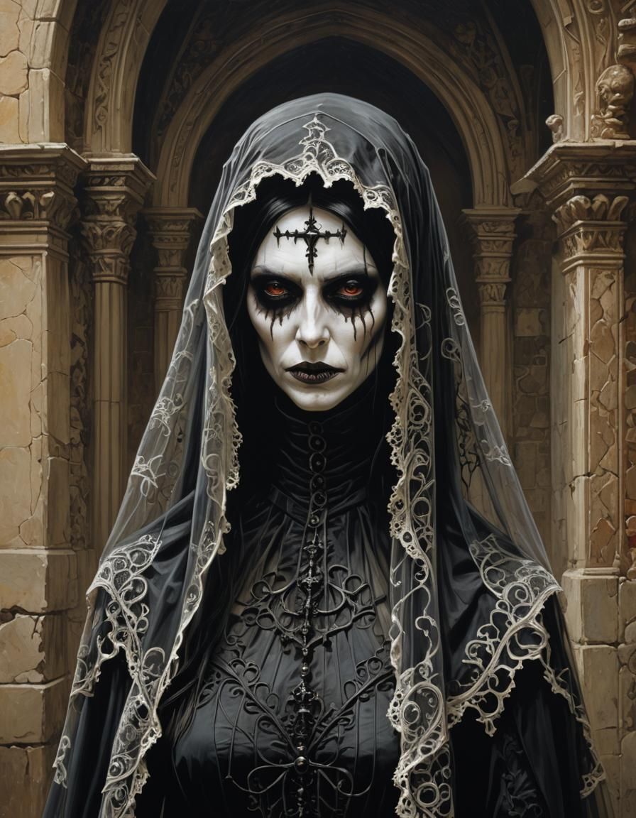 Sinister Gothic Spanish Veiled Widow