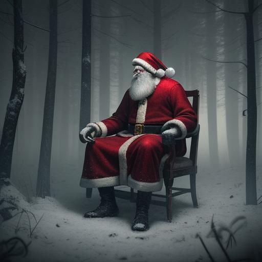 Santa Claus in Snowy Forest: Hyper-Realistic Digital Art