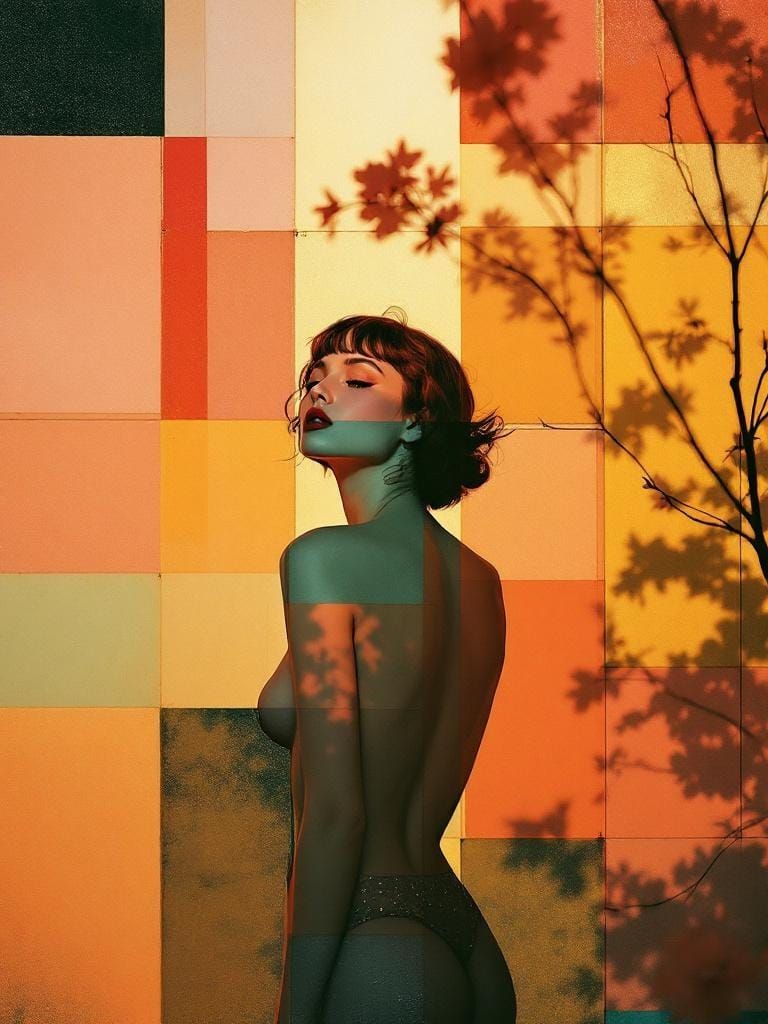 Abstract Geometric Figure in 1970s Americana Style