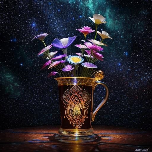 Surreal Pillow Fight in Art Nouveau Style