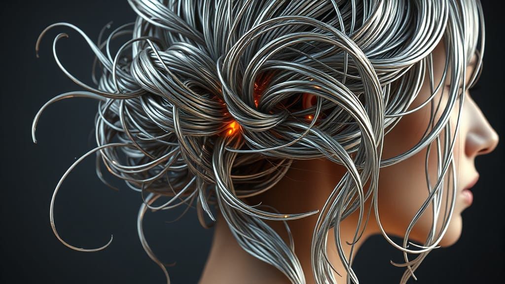 Molten Silver Hairstyle in Digital Art