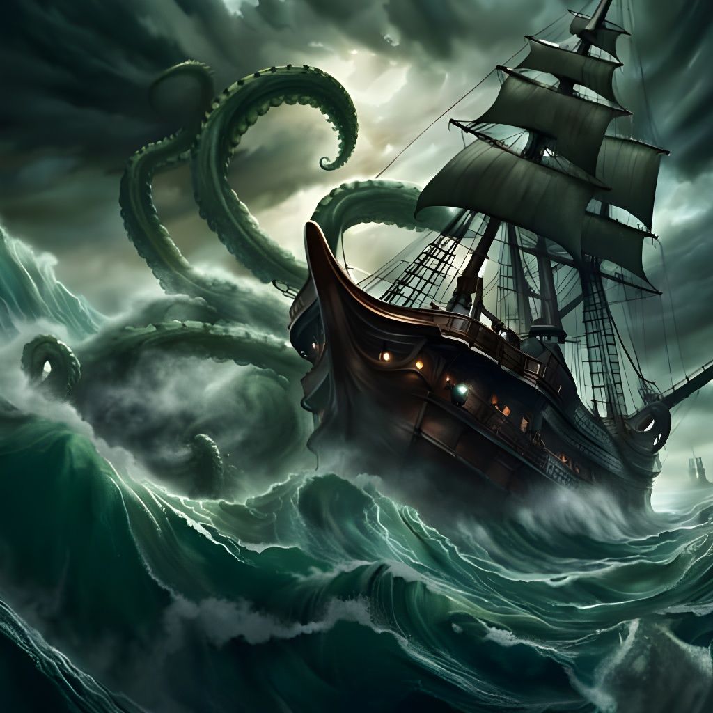 Mythical Leviathan Rising from the Deep