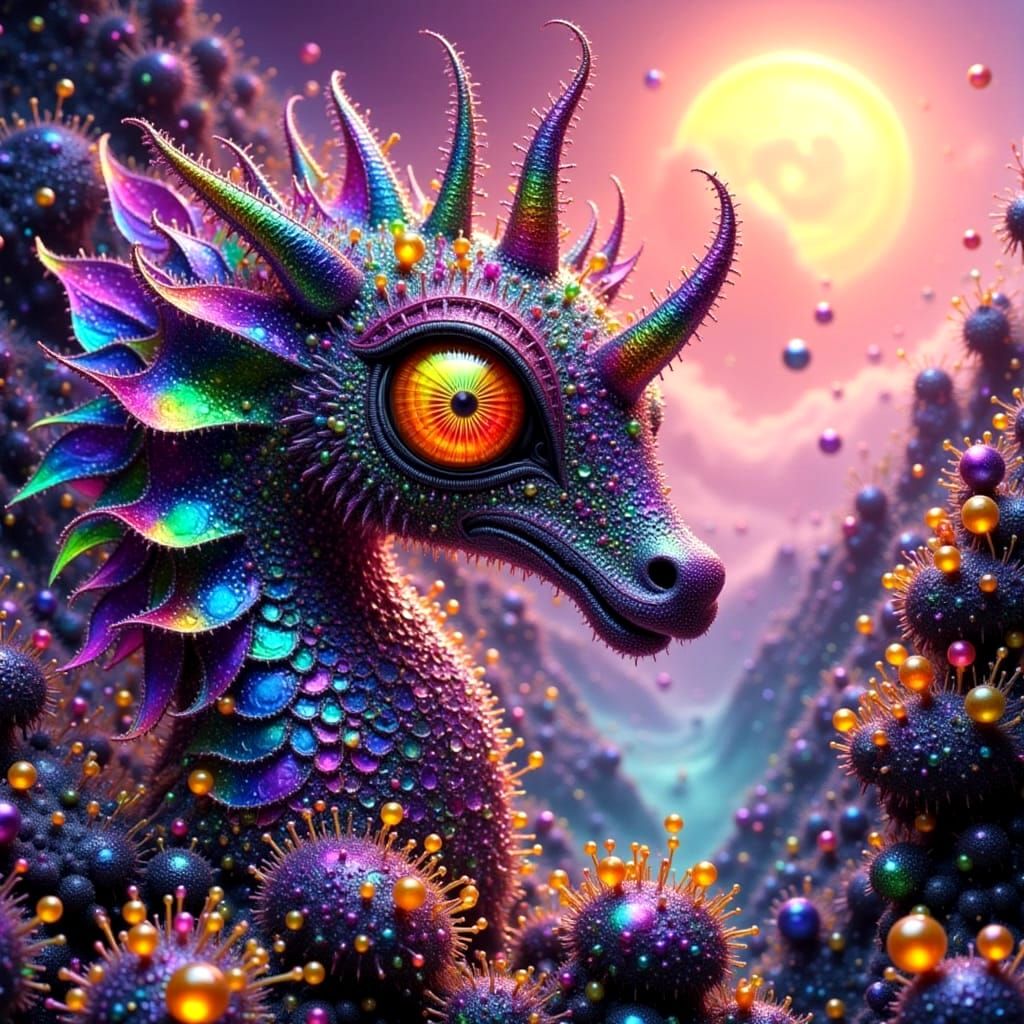 Intricate Opalescent Seahorse with Rainbow Patterns