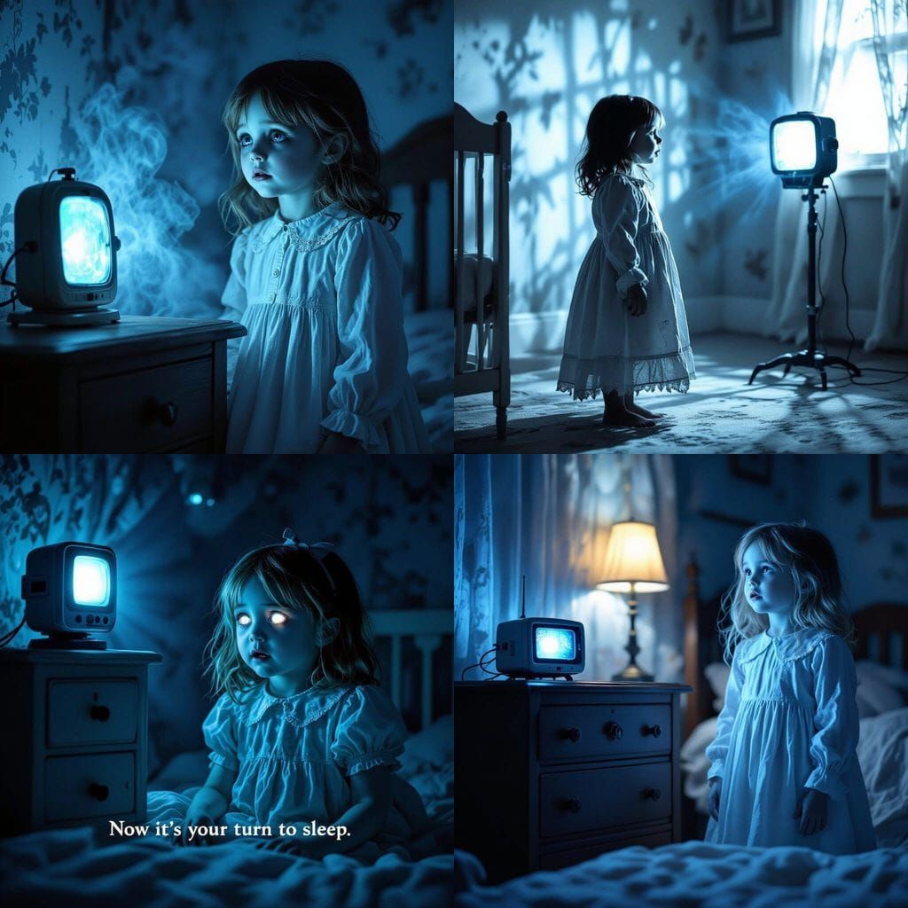 Eerie Ghostly Girl Sings Lullaby in Dark Nursery