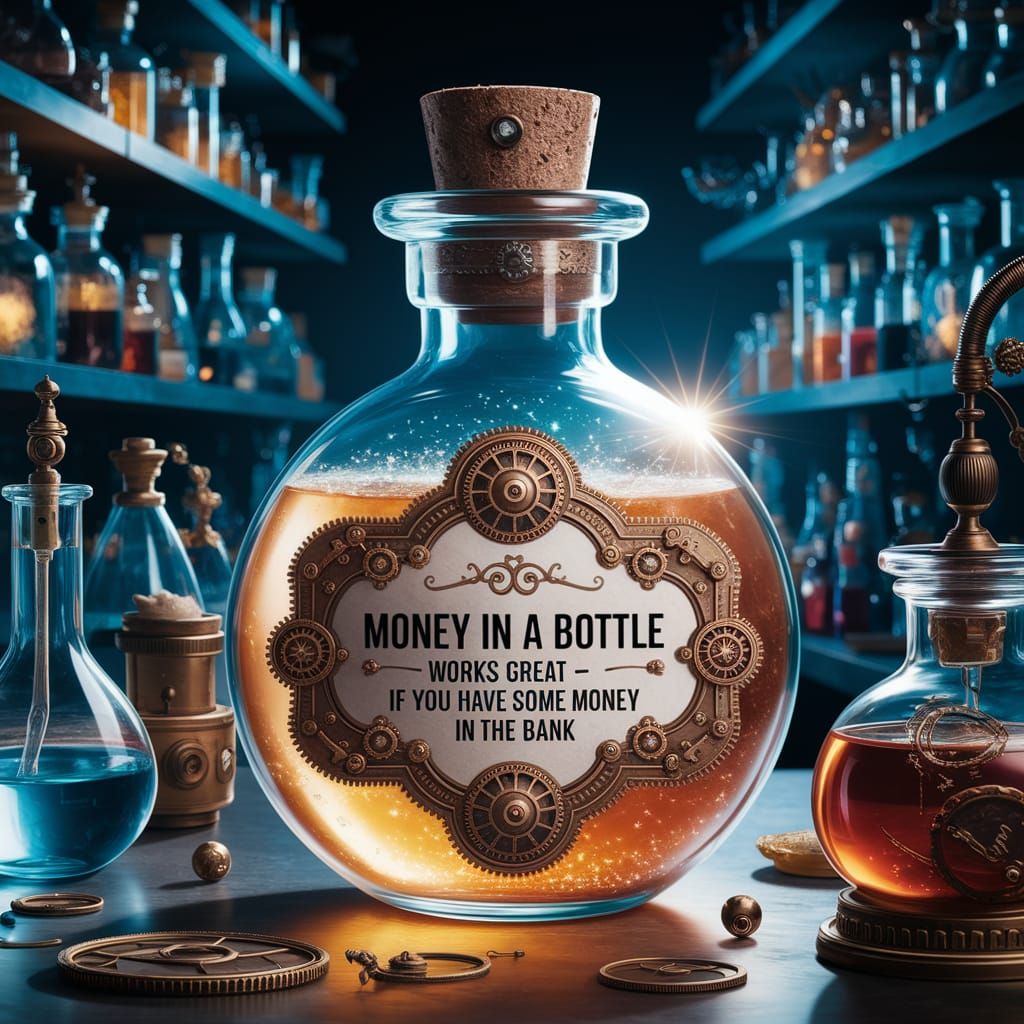 Steampunk Elixir in an Ornate Glass Vial