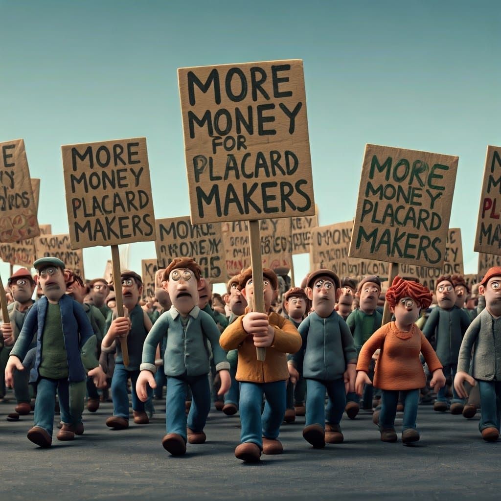 Claymation Protesters Demand More Money for Placard Makers i...