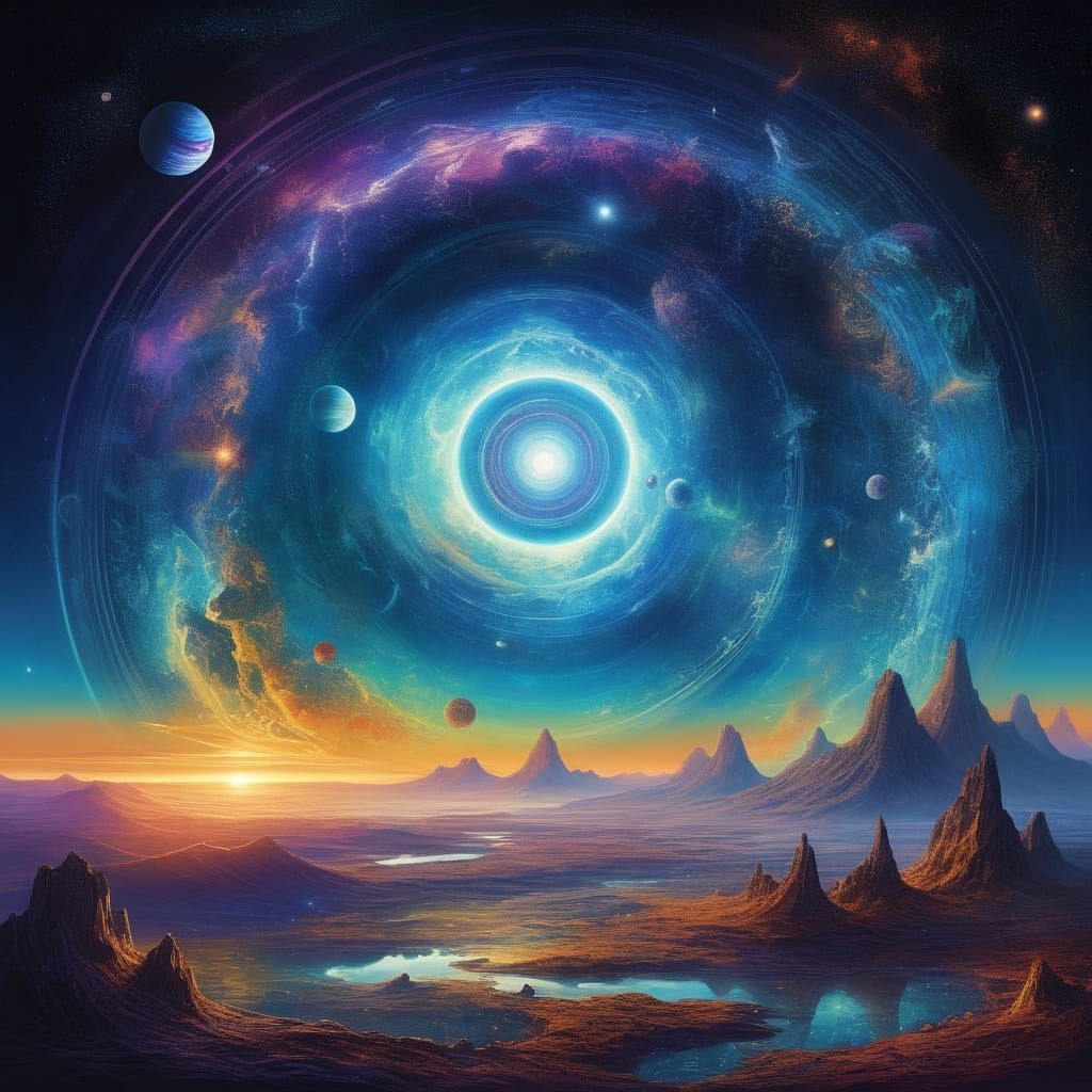 Majestic Celestial Realms in Dreamlike Holographic Detail