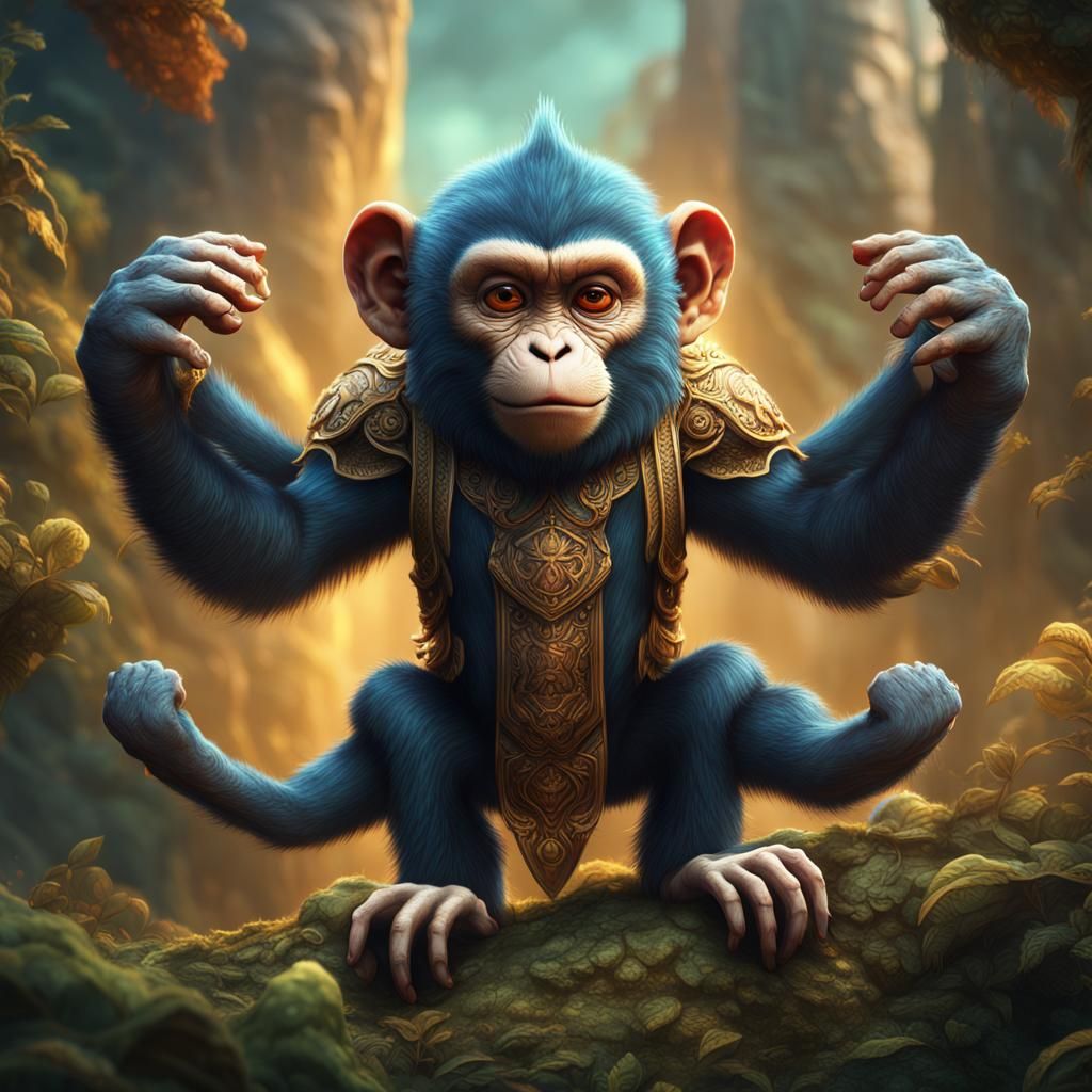 Multi-Armed Monkey: Detailed Digital Matte Painting