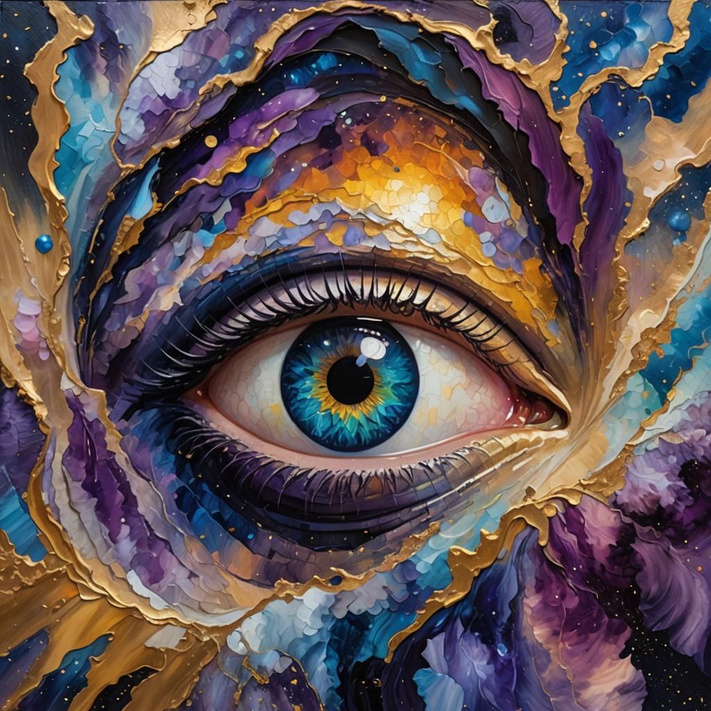 Milky Way Eye: Neo-Impressionist Expressionist Oil Painting