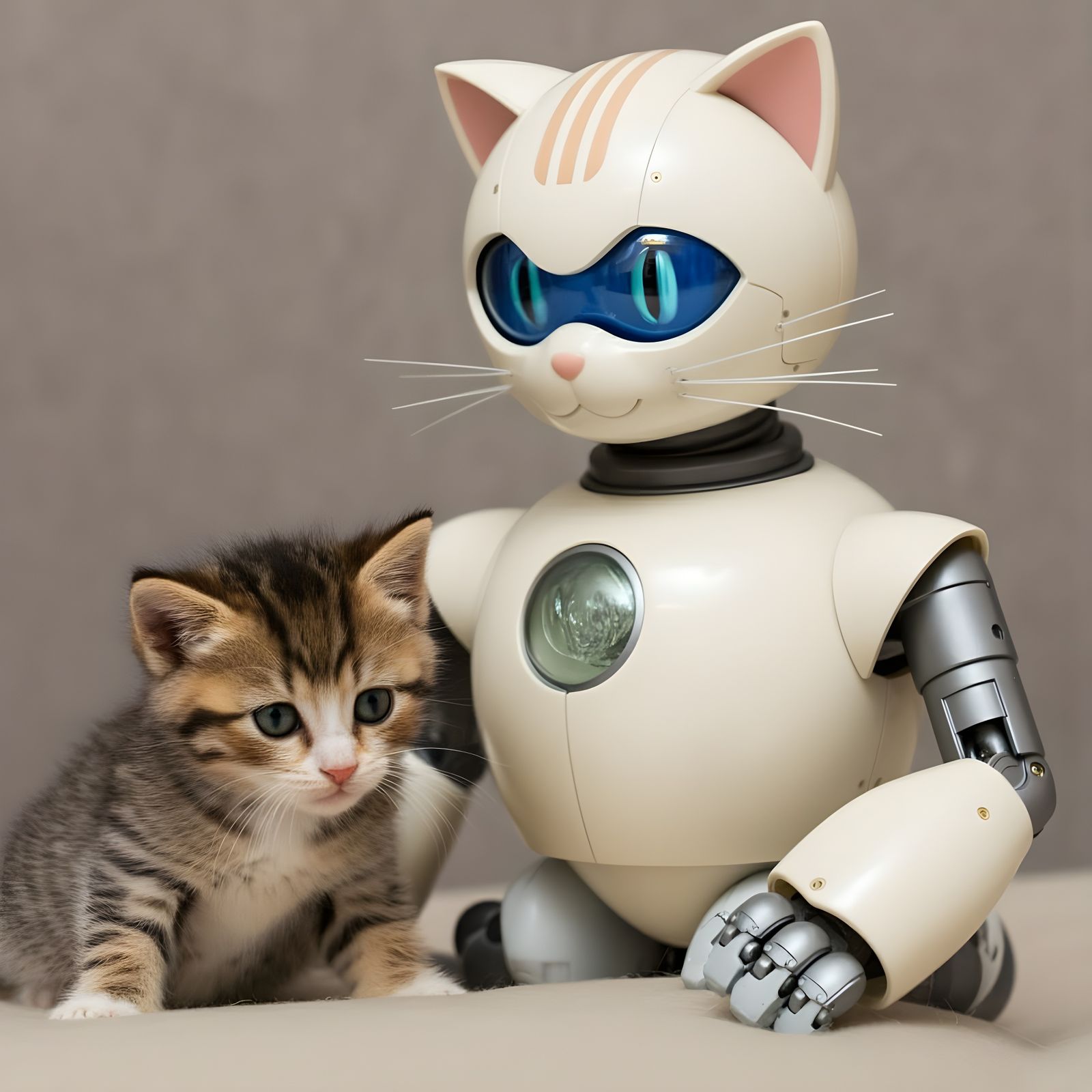 Anime Robot Cat Nanny Watches Over Real Kittens in Heartwarm...