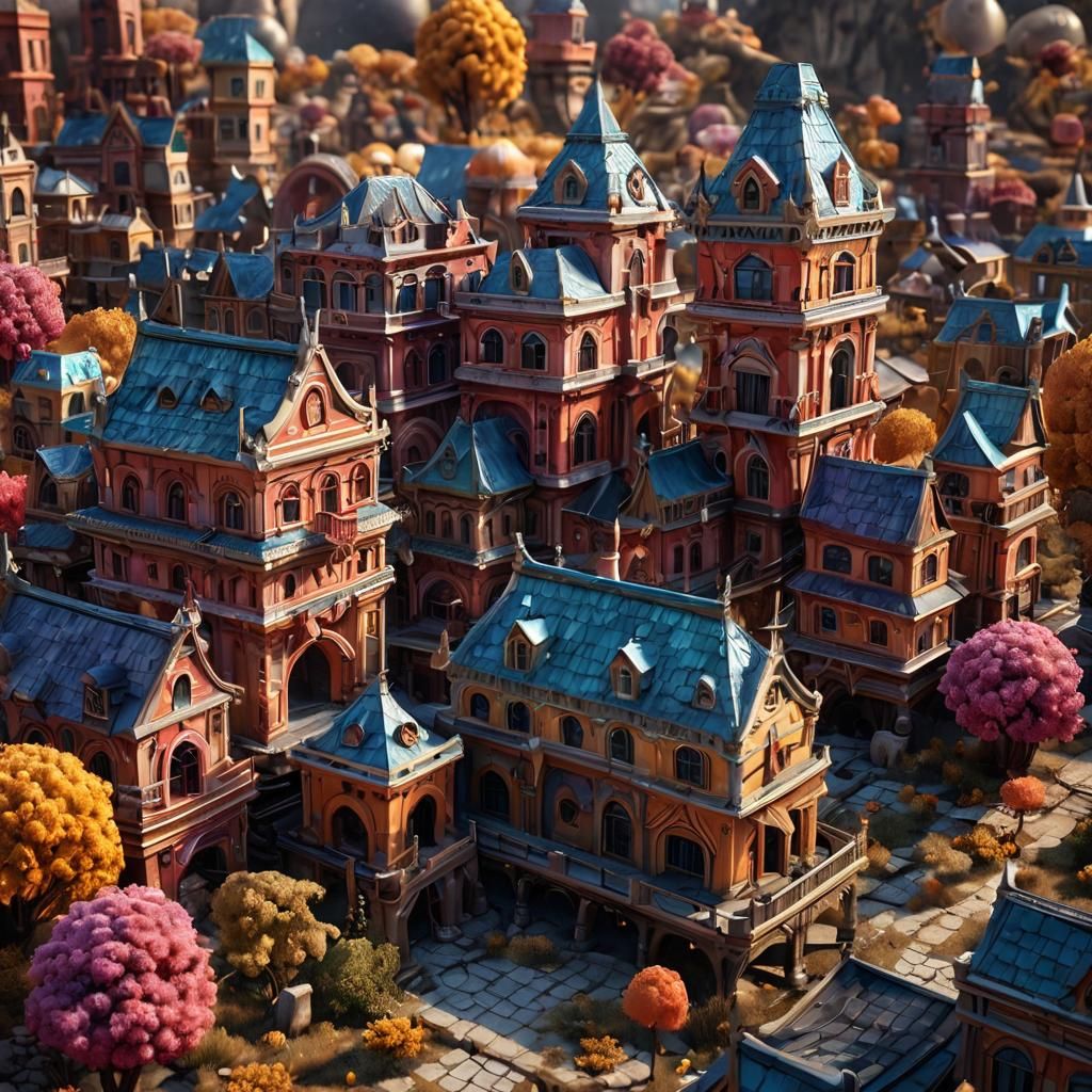 Fantastical Jelly Buildings in Deep Color, 8k Resolution
