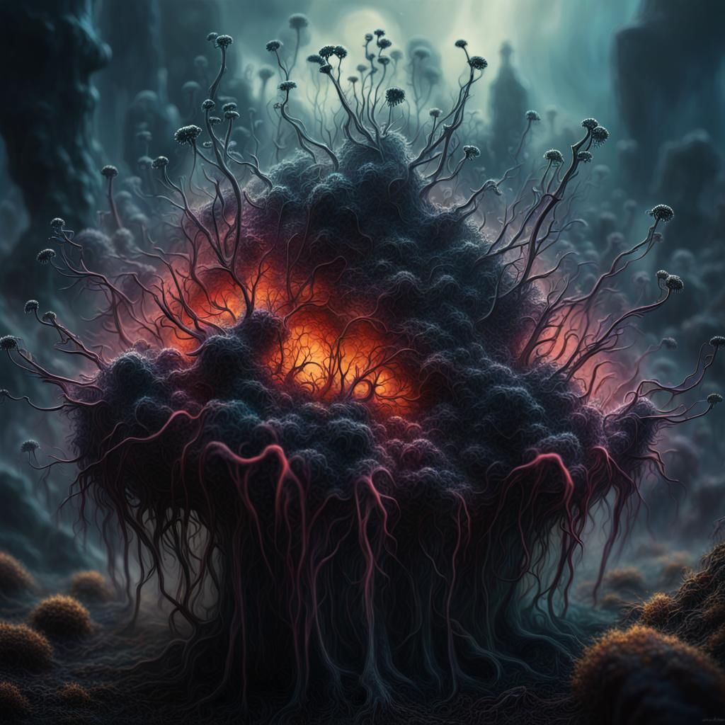 Armageddon Spores Bursting in Ominous Fantasy Art