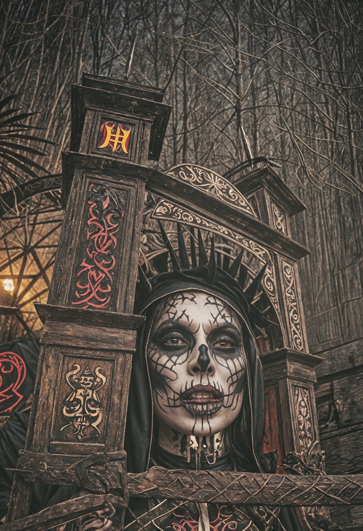 Satanic Nun with Machete at Carnival Entrance