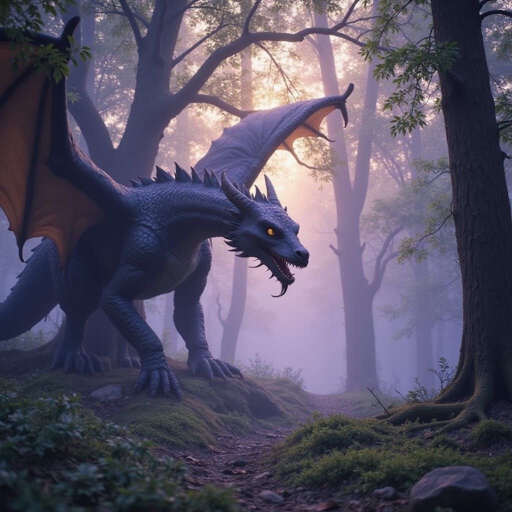 Ethereal Oak Forest in Dark Fantasy Style