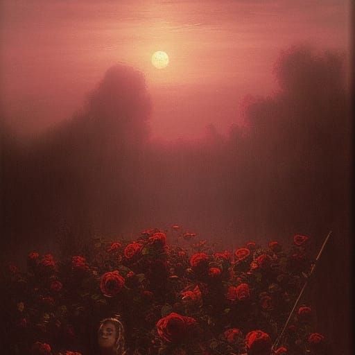 Roses in Sunset in the Style of Gustave Doré