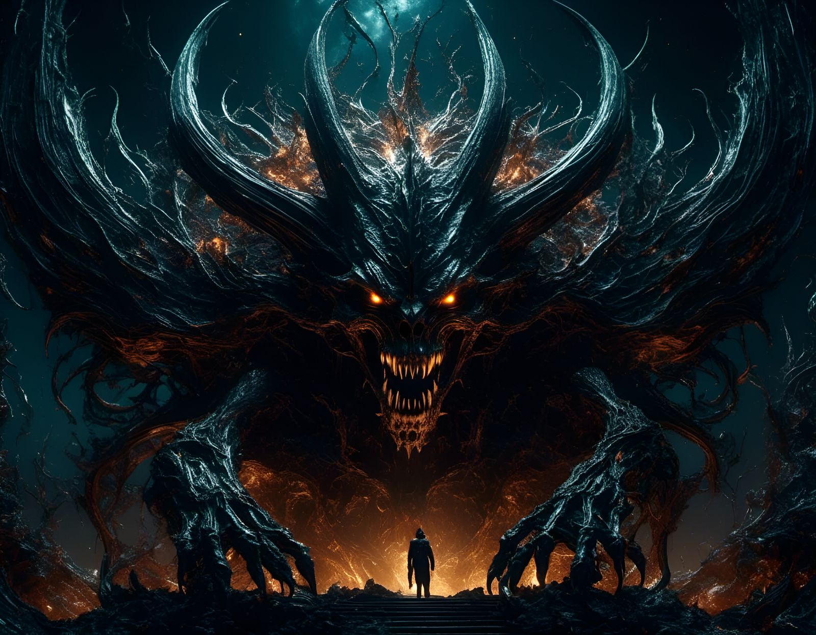 Hellscape Demon Emerges in Galactic Fantasy Style