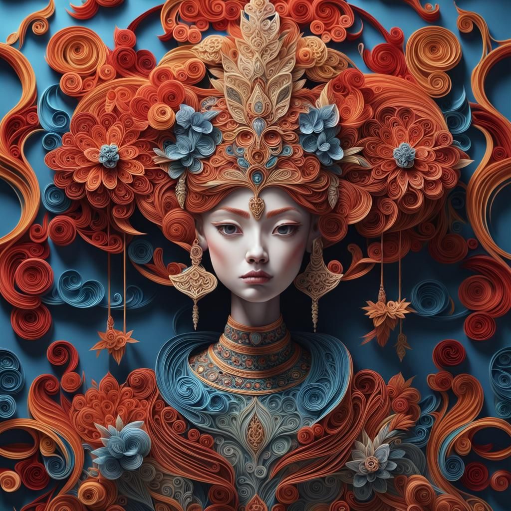 Paper art, quilling portrait thailand