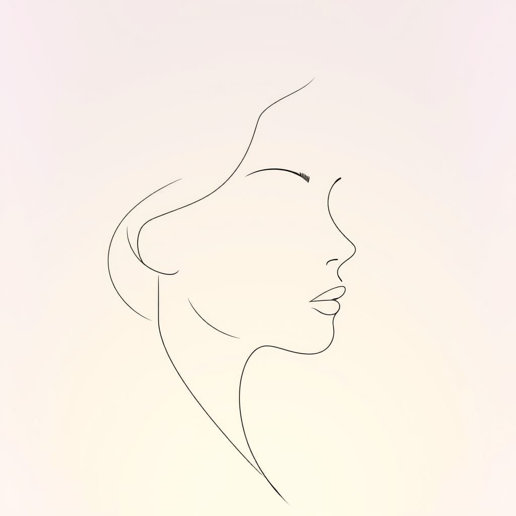 Minimalist Line Art Woman's Face Silhouette