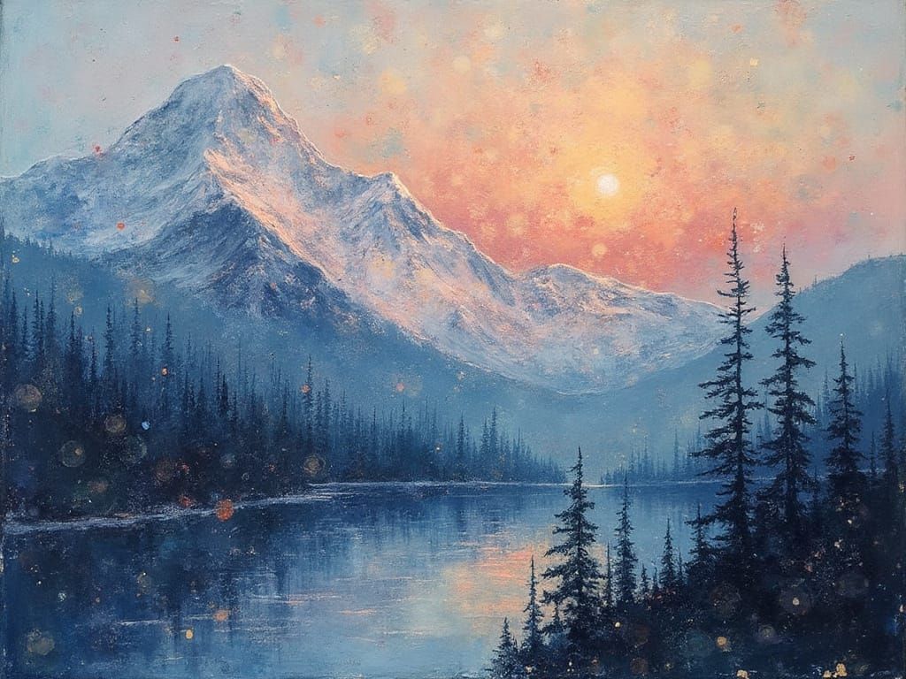 Alpenglow Mountain Light Abstract Expressionist Painting