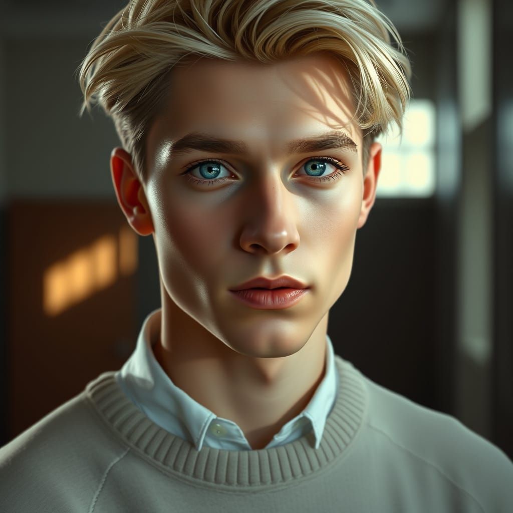 Portrait of a Young Man with Steel-Blue Eyes