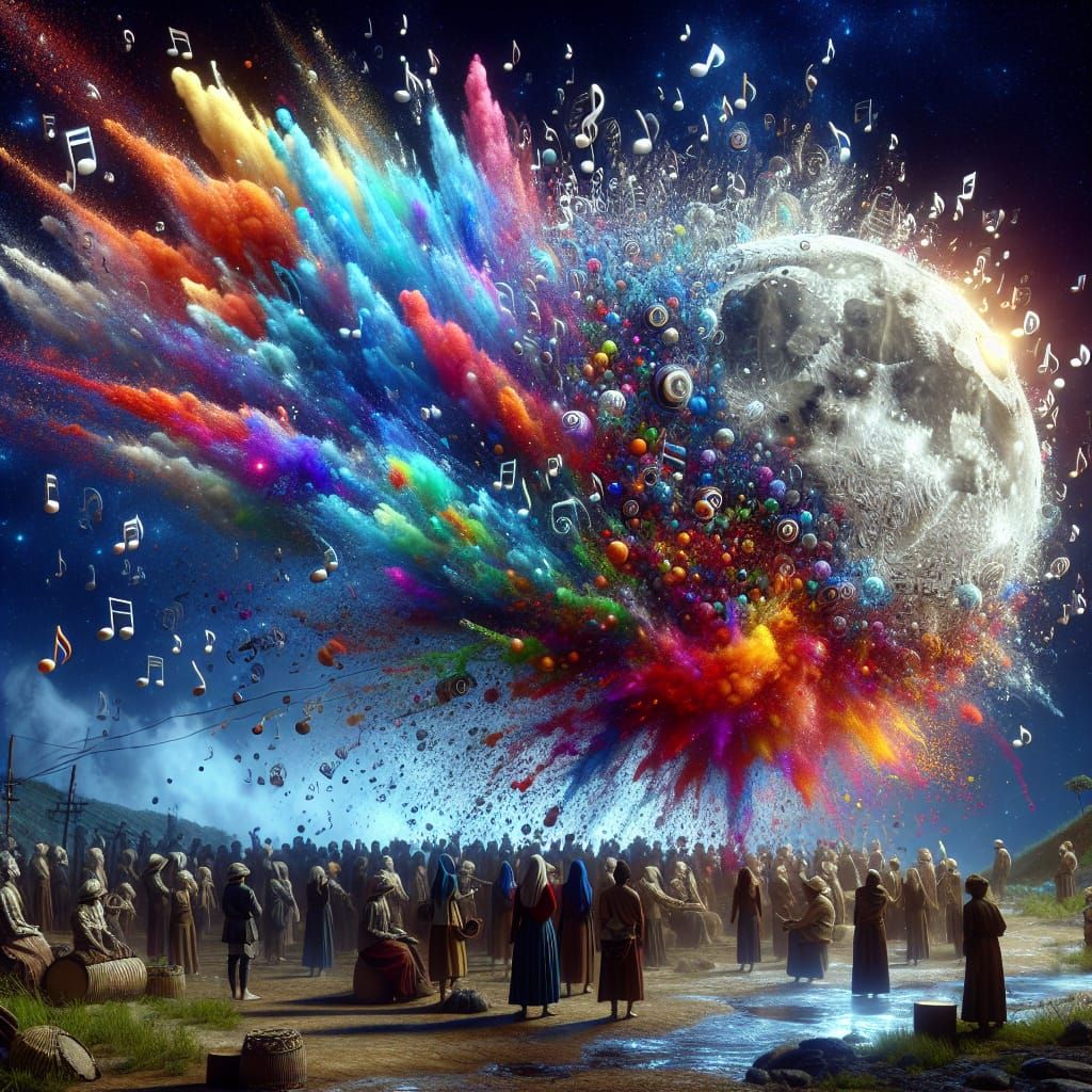 Moon Detonation into Musical Notes: A Cinematic Spectacle